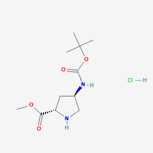 Chemical structure of Methyl (2S,4R)-4-Boc-aminopyrrolidine-2-carboxylate hydrochloride