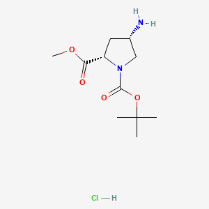 Chemical structure of N-Boc-cis-4-amino-L-proline methyl ester hydrochloride