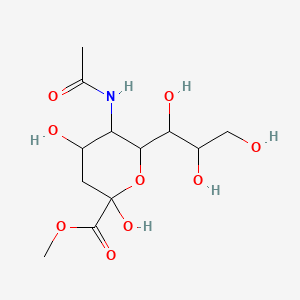 Chemical structure of Methyl (2S,4S,5R,6R)-5-acetamido-2,4-dihydroxy-6-((1R,2R)-1,2,3-trihydroxypropyl)tetrahydro-2H-pyran-2-carboxylate