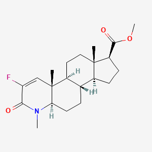 Chemical structure of Methyl (4aS,4bS,6aS,7S,9aS,9bS,11aR)-3-fluoro-1,4a,6a-trimethyl-2-oxo-2,4a,4b,5,6,6a,7,8,9,9a,9b,10,11,11a-tetradecahydro-1H-indeno[5,4-f]quinoline-7-carboxylate