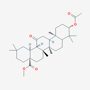 Chemical structure of Methyl (4aS,6aR,6bR,8aR,10S,12aR,12bR,14aR,14bS)-10-acetoxy-2,2,6a,6b,9,9,12a-heptamethyl-14-oxoicosahydropicene-4a(2H)-carboxylate