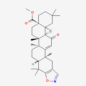 Chemical structure of Methyl (4aS,6aR,6bS,8aR,13aS,15aR,15bS)-2,2,6a,6b,9,9,13a-heptamethyl-15-oxo-1,3,4,5,6,6a,6b,7,8,8a,9,13,13a,15,15a,15b-hexadecahydropiceno[2,3-d]isoxazole-4a(2H)-carboxylate