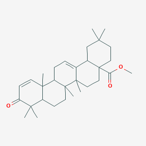 Chemical structure of Methyl (4aS,6aS,6bR,8aR,12aR,12bR,14bS)-2,2,6a,6b,9,9,12a-heptamethyl-10-oxo-1,3,4,5,6,6a,6b,7,8,8a,9,10,12a,12b,13,14b-hexadecahydropicene-4a(2H)-carboxylate