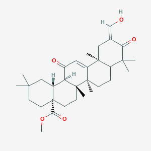 Chemical structure of Methyl (4aS,6aS,6bS,8aR,12aS,14aR,14bS,Z)-11-(hydroxymethylene)-2,2,6a,6b,9,9,12a-heptamethyl-10,14-dioxo-1,3,4,5,6,6a,6b,7,8,8a,9,10,11,12,12a,14,14a,14b-octadecahydropicene-4a(2H)-carboxylate