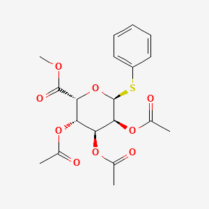 Chemical structure of Methyl (Phenyl 2,3,4-Tri-O-acetyl-1-thio-β-D-glucopyranosid)uronate