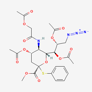 Chemical structure of Methyl (Phenyl 5-Acetoxyacetamido-4,7,8-tri-O-acetyl-9-azido-3,5,9-trideoxy-2-thio-D-glycero-β-D-galacto-2-nonulopyranosid)onate