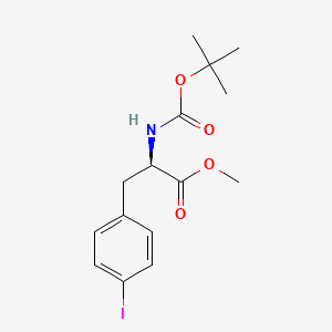 Chemical structure of Methyl (R)-2-((tert-butoxycarbonyl)amino)-3-(4-iodophenyl)propanoate