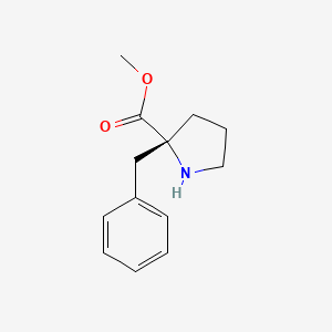 Chemical structure of Methyl (R)-2-benzylpyrrolidine-2-carboxylate