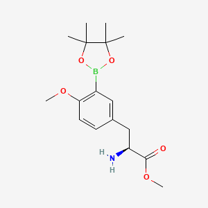 Chemical structure of Methyl (S)-2-amino-3-(4-methoxy-3-(4,4,5,5-tetramethyl-1,3,2-dioxaborolan-2-yl)phenyl)propanoate