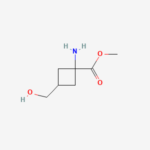 Chemical structure of Methyl 1-amino-3-(hydroxymethyl)cyclobutane-1-carboxylate
