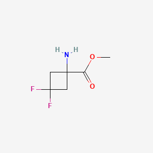 Chemical structure of Methyl 1-amino-3,3-difluorocyclobutane-1-carboxylate