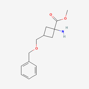 Chemical structure of Methyl 1-amino-3-[(benzyloxy)methyl]cyclobutane-1-carboxylate