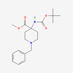 Chemical structure of Methyl 1-Benzyl-4-(Boc-amino)piperidine-4-carboxylate