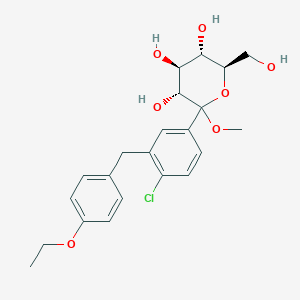 Chemical structure of Methyl 1-C-[4-chloro-3-[(4-ethoxyphenyl)methyl]phenyl]-D-glucopyranoside