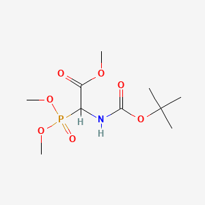Chemical structure of Methyl 2-((tert-butoxycarbonyl)amino)-2-(dimethoxyphosphoryl)acetate