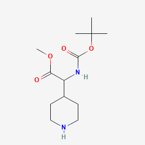 Chemical structure of Methyl 2-((tert-butoxycarbonyl)amino)-2-(piperidin-4-yl)acetate