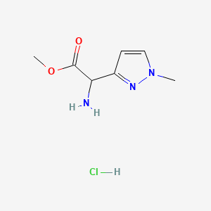 Chemical structure of Methyl 2-amino-2-(1-methyl-1H-pyrazol-3-yl)acetate hydrochloride