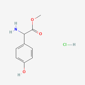 Chemical structure of Methyl 2-amino-2-(4-hydroxyphenyl)acetate hydrochloride