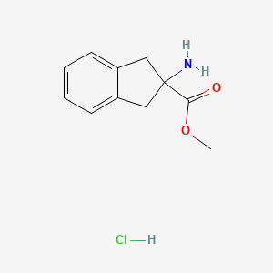 Chemical structure of Methyl 2-amino-2,3-dihydro-1H-indene-2-carboxylate hydrochloride