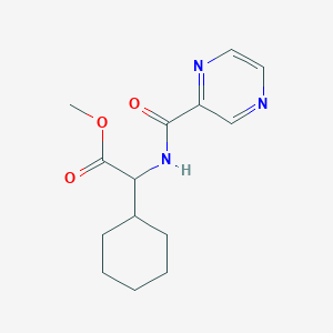 Chemical structure of Methyl 2-cyclohexyl-2-(pyrazine-5-carboxamido)acetate