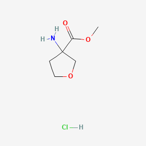 Chemical structure of Methyl 3-aminooxolane-3-carboxylate hydrochloride
