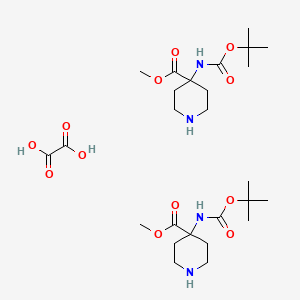 Chemical structure of Methyl 4-((tert-butoxycarbonyl)amino)piperidine-4-carboxylate oxalate(2:1)