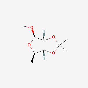 Chemical structure of Methyl 5-deoxy-2,3-O-isopropylidene-beta-D-ribofuranoside