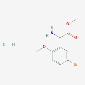 Chemical structure of Methyl amino(5-bromo-2-methoxyphenyl)acetate hydrochloride