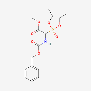 Chemical structure of Methyl2-(((benzyloxy)carbonyl)amino)-2-(diethoxyphosphoryl)acetate