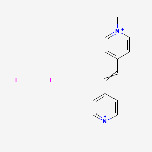 Chemical structure of Mono(4,4'-(ethene-1,2-diyl)bis(1-methylpyridin-1-ium)) monoiodide