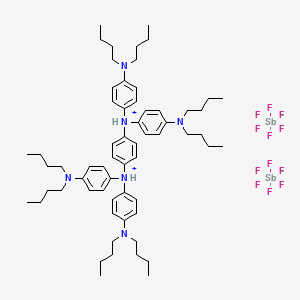Chemical structure of Mono(N,N'-(cyclohexa-2,5-diene-1,4-diylidene)bis(4-(dibutylamino)-N-(4-(dibutylamino)phenyl)benzenaminium)) mono(hexafluorostibate(V))