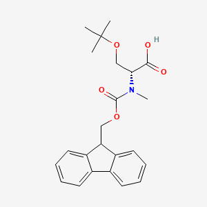 Chemical structure of N-(((9H-Fluoren-9-yl)methoxy)carbonyl)-O-(tert-butyl)-N-methyl-D-serine