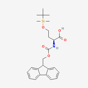 Chemical structure of O-(tert-Butyldimethylsilyl)-N-Fmoc-L-homoserine