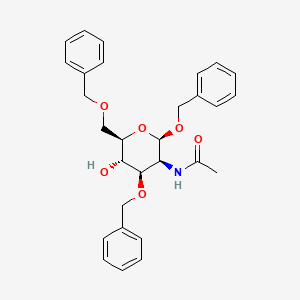 Chemical structure of N-((2R,3R,4R,5S,6R)-2,4-bis(benzyloxy)-6-((benzyloxy)methyl)-5-hydroxytetrahydro-2H-pyran-3-yl)acetamide