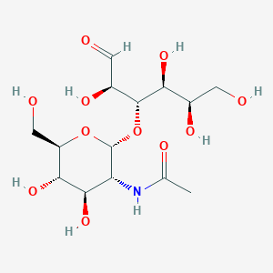 Chemical structure of N-((2R,3R,4R,5S,6R)-4,5-dihydroxy-6-(hydroxymethyl)-2-(((2R,3S,4S,5R)-2,4,5,6-tetrahydroxy-1-oxohexan-3-yl)oxy)tetrahydro-2H-pyran-3-yl)acetamide