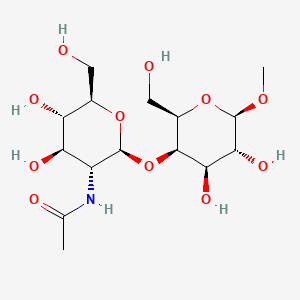 Chemical structure of N-((2S,3R,4R,5S,6R)-2-(((2R,3R,4R,5R,6R)-4,5-dihydroxy-2-(hydroxymethyl)-6-methoxytetrahydro-2H-pyran-3-yl)oxy)-4,5-dihydroxy-6-(hydroxymethyl)tetrahydro-2H-pyran-3-yl)acetamide
