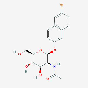 Chemical structure of N-((2S,3R,4R,5S,6R)-2-((6-bromonaphthalen-2-yl)oxy)-4,5-dihydroxy-6-(hydroxymethyl)tetrahydro-2H-pyran-3-yl)acetamide