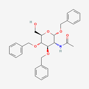 Chemical structure of N-((2S,3R,4R,5S,6R)-2,4,5-tris(benzyloxy)-6-(hydroxymethyl)tetrahydro-2H-pyran-3-yl)acetamide