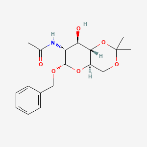Chemical structure of N-((4aR,6S,7R,8R,8aS)-6-(benzyloxy)-8-hydroxy-2,2-dimethylhexahydropyrano[3,2-d][1,3]dioxin-7-yl)acetamide