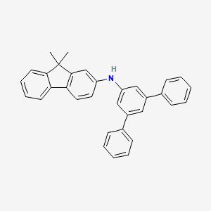 Chemical structure of N-([1,1':3',1''-terphenyl]-5'-yl)-9,9-dimethyl-9H-fluoren-2-amine