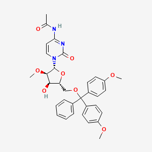Chemical structure of N-(1-((2R,3R,4R,5R)-5-((Bis(4-methoxyphenyl)(phenyl)methoxy)methyl)-4-hydroxy-3-methoxytetrahydrofuran-2-yl)-2-oxo-1,2-dihydropyrimidin-4-yl)acetamide