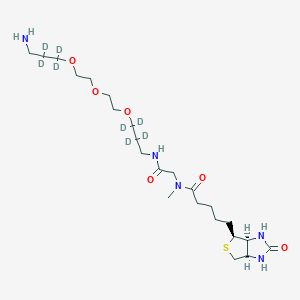 Chemical structure of N-(16-amino-2-oxo-7,10,13-trioxa-3-azahexadecyl-5,5,6,6,14,14,15,15-d8)-N-methyl-5-((3aS,4S,6aR)-2-oxohexahydro-1H-thieno[3,4-d]imidazol-4-yl)pentanamide