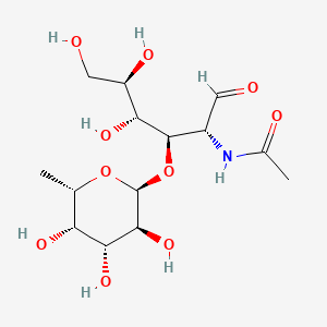 Chemical structure of N-(2,5-dihydroxy-6-(hydroxymethyl)-4-((3,4,5-trihydroxy-6-methyltetrahydro-2H-pyran-2-yl)oxy)tetrahydro-2H-pyran-3-yl)acetamide