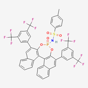 Chemical structure of N-(2,6-bis(3,5-bis(trifluoromethyl)phenyl)-4-oxidodinaphtho[2,1-d:1',2'-f][1,3,2]dioxaphosphepin-4-yl)-4-methylbenzenesulfonamide