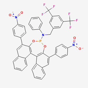 Chemical structure of N-(3,5-bis(trifluoromethyl)benzyl)-2,6-bis(4-nitrophenyl)-N-phenyldinaphtho[2,1-d:1',2'-f][1,3,2]dioxaphosphepin-4-amine