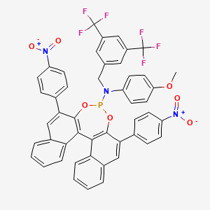 Chemical structure of N-(3,5-bis(trifluoromethyl)benzyl)-N-(4-methoxyphenyl)-2,6-bis(4-nitrophenyl)dinaphtho[2,1-d:1',2'-f][1,3,2]dioxaphosphepin-4-amine