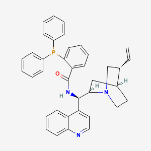 Chemical structure of N-(9R)-Cinchonan-9-yl-2-(diphenylphosphino)benzamide