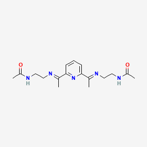 Chemical structure of N,N'-((((1E,1'E)-Pyridine-2,6-diylbis(ethan-1-yl-1-ylidene))bis(azanylylidene))bis(ethane-2,1-diyl))diacetamide