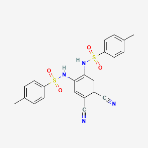 Chemical structure of N,N'-(4,5-Dicyano-1,2-phenylene)bis(4-methylbenzenesulfonamide)