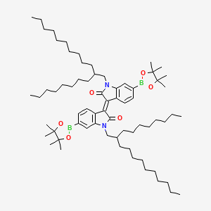 Chemical structure of N,N'-Bis(2-octyldodecyl)-6,6'-bis(4,4,5,5-tetramethyl-1,3,2-dioxaborolan-2-yl)isoindigo